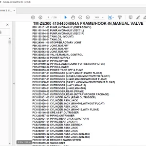 Tadano Crane TM-ZE300 41044504064A FRAME/HOOK-IN,MANUAL VALVE Parts Manual - PDF