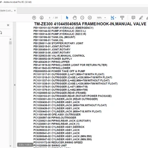 Tadano Crane TM-ZE300 41044504065A FRAME/HOOK-IN,MANUAL VALVE Parts Manual - PDF