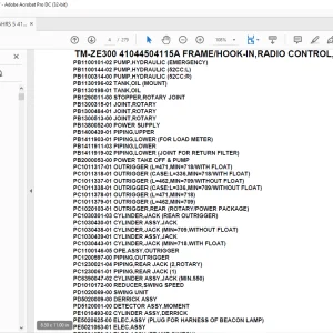 Tadano Crane TM-ZE300 41044504115A FRAMEHOOK-IN,RADIO CONTROL, Parts Manual - PDF