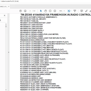 Tadano Crane TM-ZE300 41044504215A FRAME/HOOK-IN,RADIO CONTROL,SAFETY EYE Parts Manual - PDF