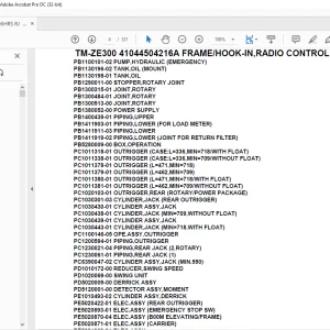 Tadano Crane TM-ZE300 41044504216A FRAME/HOOK-IN,RADIO CONTROL,SAFETY EYE Parts Manual - PDF