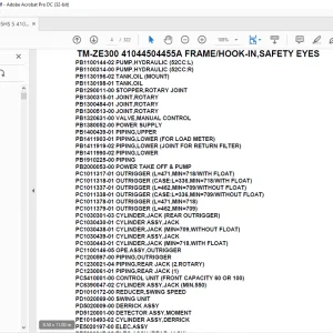 Tadano Crane TM-ZE300 41044504455A FRAME/HOOK-IN,SAFETY EYES Parts Manual  - PDF