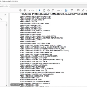 Tadano Crane TM-ZE300 41044504456A FRAME/HOOK-IN,SAFETY EYES,WITH RJ Parts Manual - PDF