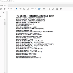 Tadano Crane TM-ZE300 41044505006A BOOM/6 SECT. Parts Manual - PDF DOWNLOAD