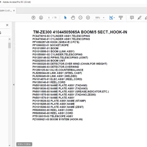 Tadano Crane TM-ZE300 41044505065A BOOM/5 SECT.,HOOK-IN Parts Manual - PDF DOWNLOAD
