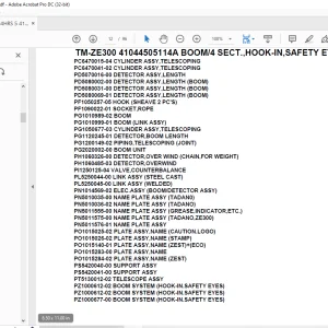 Tadano Crane TM-ZE300 41044505114A BOOM/4 SECT.,HOOK-IN,SAFETY EYES Parts Manual - PDF