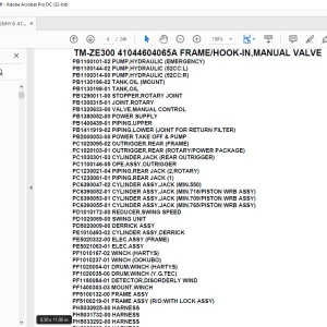 Tadano Crane TM-ZE300 41044604065A FRAME/HOOK-IN,MANUAL VALVE Parts Manual - PDF