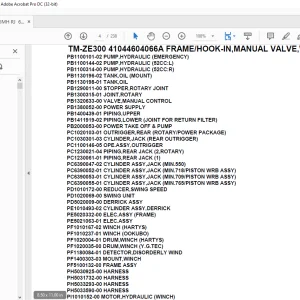 Tadano Crane TM-ZE300 41044604066A FRAME/HOOK-IN,MANUAL Parts Manual - PDF
