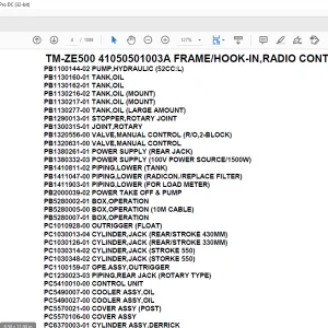 Tadano Crane TM-ZE500 41050501003A FRAME/HOOK-IN,RADIO CONTROL,PRIME ECO Parts Manual