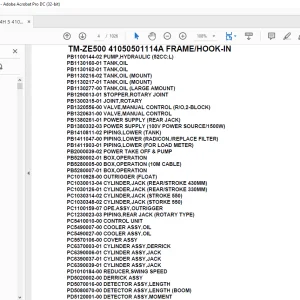 Tadano Crane TM-ZE500 41050501114A FRAME/HOOK-IN Parts Manual - PDF DOWNLOAD