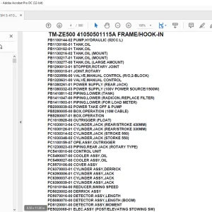 Tadano Crane TM-ZE500 41050501115A FRAME/HOOK-IN Parts Manual  - PDF DOWNLOAD