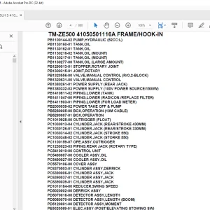Tadano Crane TM-ZE500 41050501116A FRAMEHOOK-IN Parts Manual - PDF DOWNLOAD