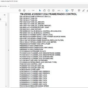 Tadano Crane TM-ZE500 41050501123A FRAME/RADIO CONTROL Parts Manual - PDF DOWNLOAD