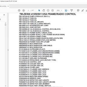 Tadano Crane TM-ZE500 41050501125A FRAME/RADIO CONTROL Parts Manual - PDF DOWNLOAD