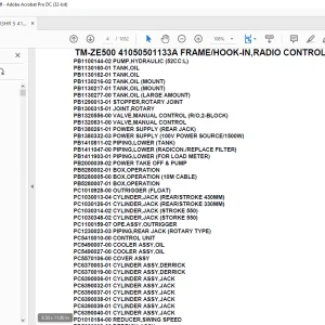 Tadano Crane TM-ZE500 41050501133A FRAME/HOOK-IN,RADIO CONTROL Parts Manual - PDF DOWNLOAD