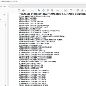 Tadano Crane TM-ZE500 41050501134A FRAME/HOOK-IN,RADIO CONTROL Parts Manual  - PDF DOWNLOAD