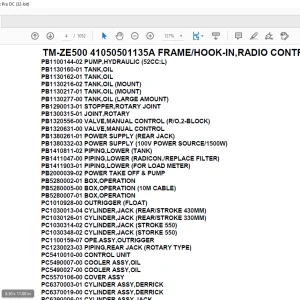 Tadano Crane TM-ZE500 41050501135A FRAME/HOOK-IN,RADIO CONTROL Parts Manual  - PDF DOWNLOAD