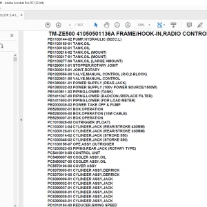 Tadano Crane TM-ZE500 41050501136A FRAME/HOOK-IN,RADIO CONTROL Parts Manual - PDF DOWNLOAD