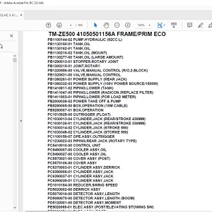 Tadano Crane TM-ZE500 41050501156A FRAMEPRIM ECO Parts Manual - PDF DOWNLOAD