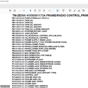 Tadano Crane TM-ZE500 41050501173A FRAME/RADIO CONTROL,PRIM ECO, Parts Manual - PDF