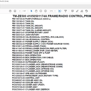 Tadano Crane TM-ZE500 41050501174A FRAME/RADIO CONTROL,PRIM ECO Parts Manual - PDF DOWNLOAD