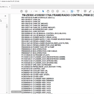 Tadano Crane TM-ZE500 41050501176A FRAME/RADIO CONTROL,PRIM ECO Parts Manual - PDF