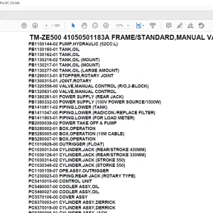 Tadano Crane TM-ZE500 41050501183A FRAME/STANDARD,MANUAL VALVE Parts Manual - PDF DOWNLOAD