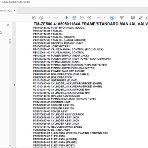 Tadano Crane TM-ZE500 41050501184A FRAME/STANDARD,MANUAL VALVE Parts Manual  - PDF DOWNLOAD
