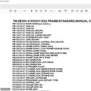 Tadano Crane TM-ZE500 41050501185A FRAME/STANDARD,MANUAL VALVE Parts Manual - PDF