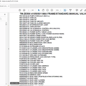 Tadano Crane TM-ZE500 41050501186A FRAME/STANDARD,MANUAL VALVE Parts Manual - PDF DOWNLOAD