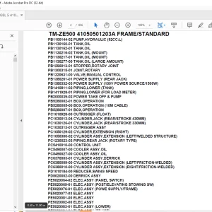 Tadano Crane TM-ZE500 41050501203A FRAME/STANDARD Parts Manual - PDF DOWNLOAD