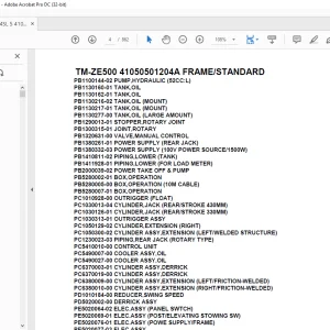Tadano Crane TM-ZE500 41050501204A FRAME/STANDARD Parts Manual  - PDF DOWNLOAD