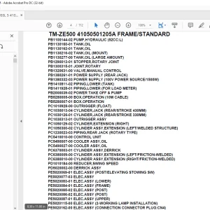 Tadano Crane TM-ZE500 41050501205A FRAME/STANDARD Parts Manual - PDF DOWNLOAD