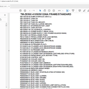 Tadano Crane TM-ZE500 41050501206A FRAME/STANDARD Parts Manual - PDF DOWNLOAD