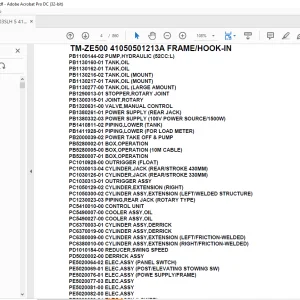 Tadano Crane TM-ZE500 41050501213A FRAME/HOOK-IN Parts Manual - PDF DOWNLOAD