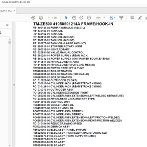 Tadano Crane TM-ZE500 41050501214A FRAME/HOOK-IN Parts Manual -  PDF DOWNLOAD