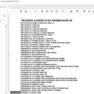 Tadano Crane TM-ZE500 41050501215A FRAME/HOOK-IN Parts Manual -  PDF DOWNLOAD