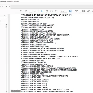 Tadano Crane TM-ZE500 41050501216A FRAME/HOOK-IN Parts Manual - PDF DOWNLOAD