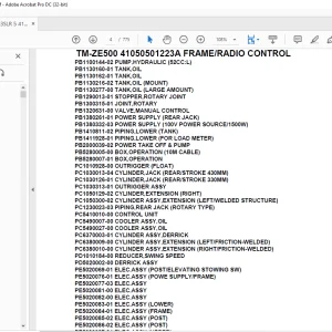 Tadano Crane TM-ZE500 41050501223A FRAME/RADIO CONTROL Parts Manual - PDF DOWNLOAD