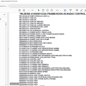 Tadano Crane TM-ZE500 41050501233A FRAME/HOOK-IN,RADIO CONTROL Parts Manual - PDF