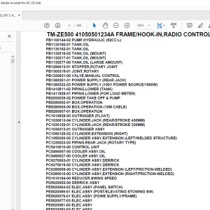 Tadano Crane TM-ZE500 41050501234A FRAMEHOOK-IN,RADIO CONTROL Parts Manual - PDF DOWNLOAD