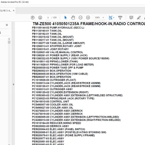Tadano Crane TM-ZE500 41050501235A FRAME/HOOK-IN,RADIO CONTROL Parts Manual - PDF DOWNLOAD