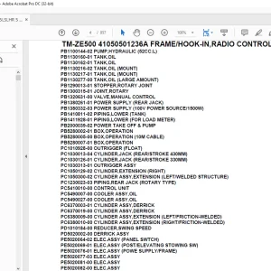 Tadano Crane TM-ZE500 41050501236A FRAME/HOOK-IN,RADIO CONTROL Parts Manual - PDF DOWNLOAD