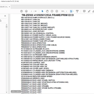 Tadano Crane TM-ZE500 41050501253A FRAME/PRIM ECO Parts Manual -  PDF DOWNLOAD