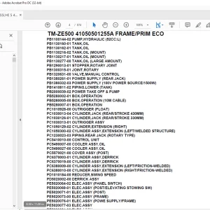 Tadano Crane TM-ZE500 41050501255A FRAME/PRIM ECO Parts Manual - PDF DOWNLOAD