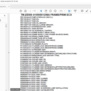 Tadano Crane TM-ZE500 41050501256A FRAME/PRIM ECO Parts Manual - PDF DOWNLOAD