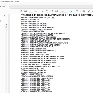 Tadano Crane TM-ZE500 41050501334A FRAME/HOOK-IN,RADIO CONTROL(U) Parts Manual - PDF DOWNLOAD