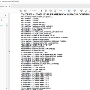 Tadano Crane TM-ZE500 41050501335A FRAME/HOOK-IN,RADIO CONTROL(U) Parts Manual - PDF DOWNLOAD