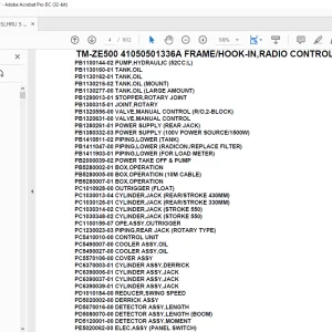 Tadano Crane TM-ZE500 41050501336A FRAME/HOOK-IN,RADIO CONTROL(U) Parts Manual - PDF DOWNLOAD