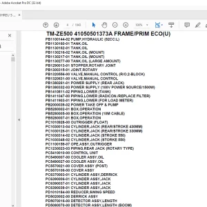 Tadano Crane TM-ZE500 41050501373A FRAME/PRIM ECO(U) Parts Manual -  PDF DOWNLOAD
